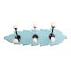 Turquoise Black Double Loop Ceramic Iron Wooden Hooks